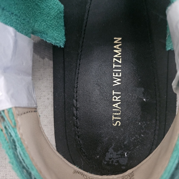 Stuart Weitzman Bandeau Terry Cloth Bow Green Black Gold Open Toe Sandal NEW - Picture 6 of 15